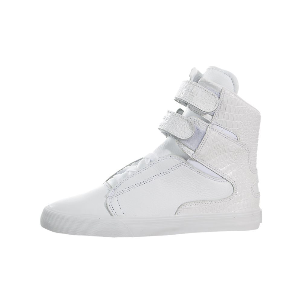 Baskets Montantes Supra Society II Blanche Grise White/White Femme | AFQ-85488450